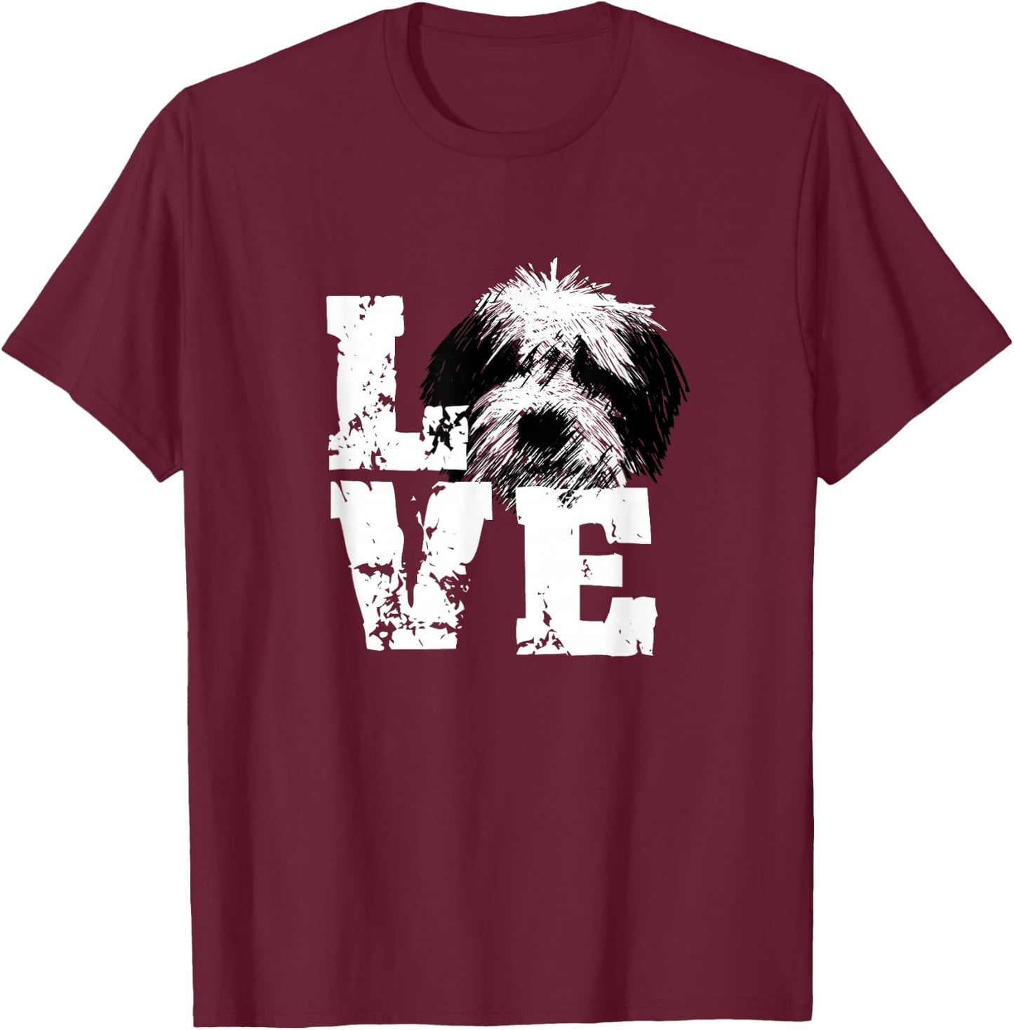 LOVE Sheepadoodles for Doodle Dog Lovers T-Shirt - T-Shirt | Maroon