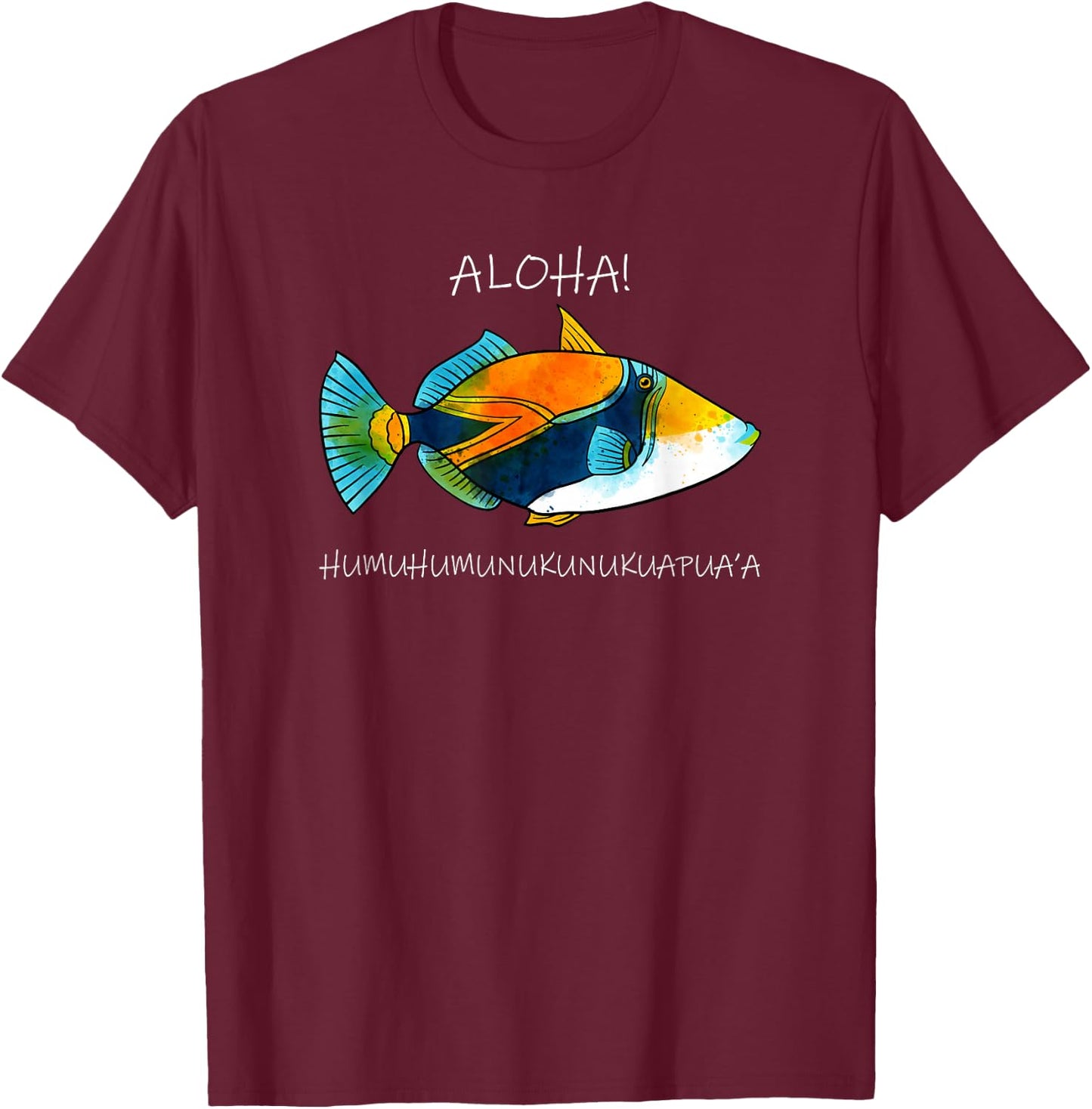 Humuhumunukunukuapua'a Olelo Hawaiian Reef Triggerfish Small T-Shirt - T-Shirt | Maroon