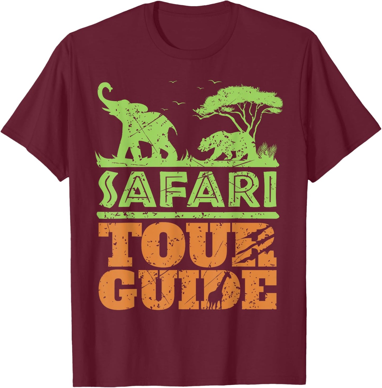Safari Tour Guide , Animal Shirt, Africa T-Shirt - T-Shirt | Maroon
