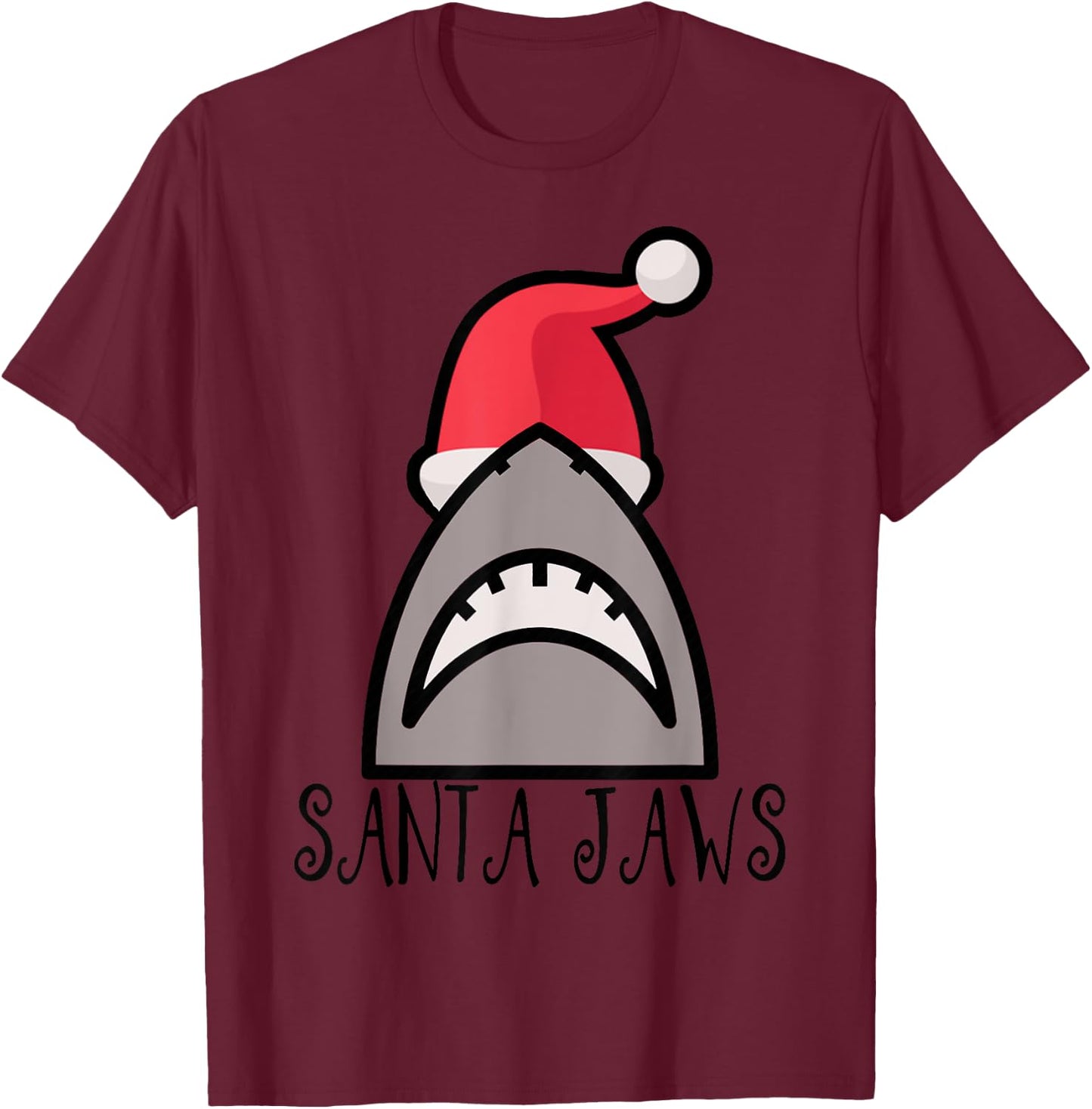 SANTA JAWS SHARK CHRISTMAS SHIRT- CHRISTMAS AT THE BEACH Men Women Kids T-Shirt - T-Shirt | Maroon