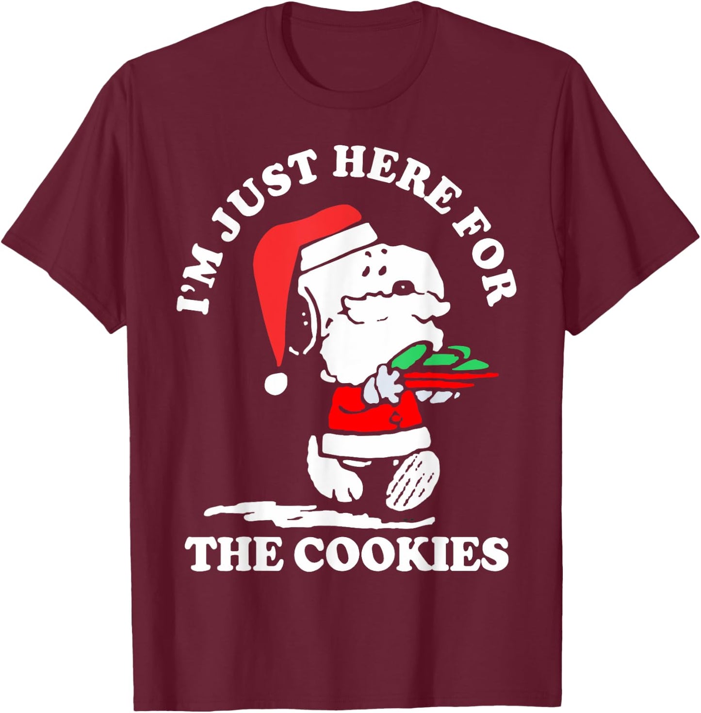 Im Just Here For The Cookies Christmas T-Shirt - T-Shirt | Maroon