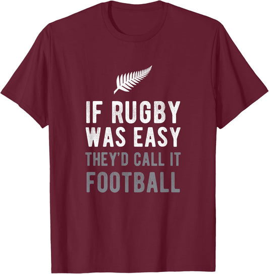 Funny New Zealand Rugby NZ Silver Fern Football Gift T-Shirt - T-Shirt | Maroon