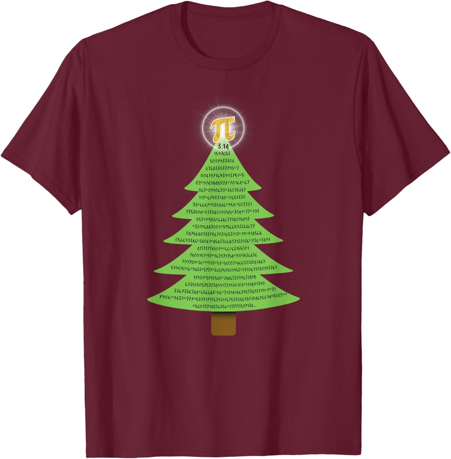 Pi 3.14 Christmas Tree Gift Math Lovers Student Teacher Men Women Kids T-Shirt - T-Shirt | Maroon