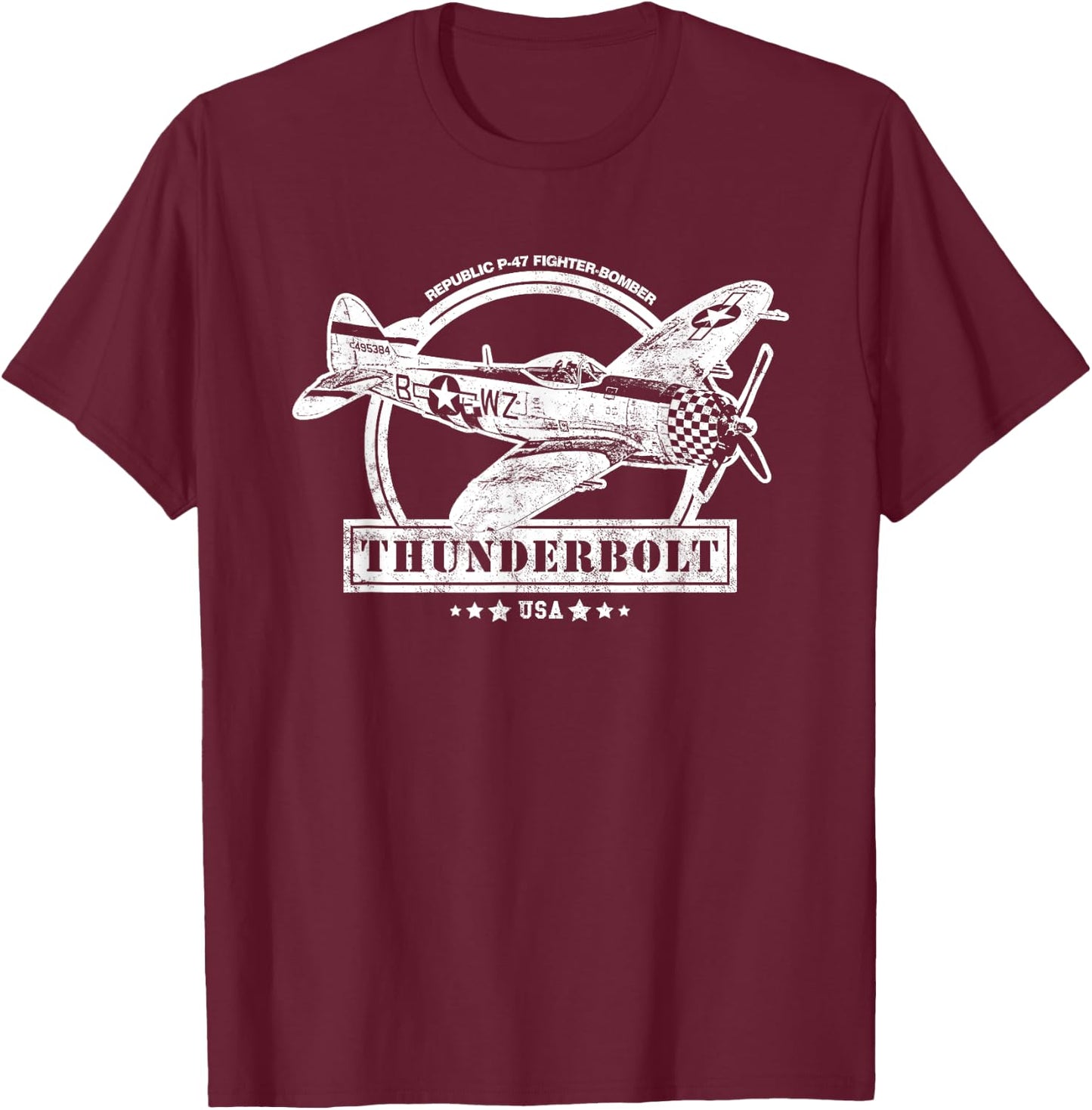 P-47 Thunderbolt WW2 Aircraft T-Shirt - T-Shirt | Maroon