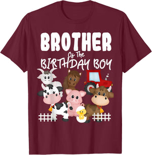 Farm Animals Barnyard Farm House Brother Of The Birthday Boy T-Shirt - T-Shirt | Maroon
