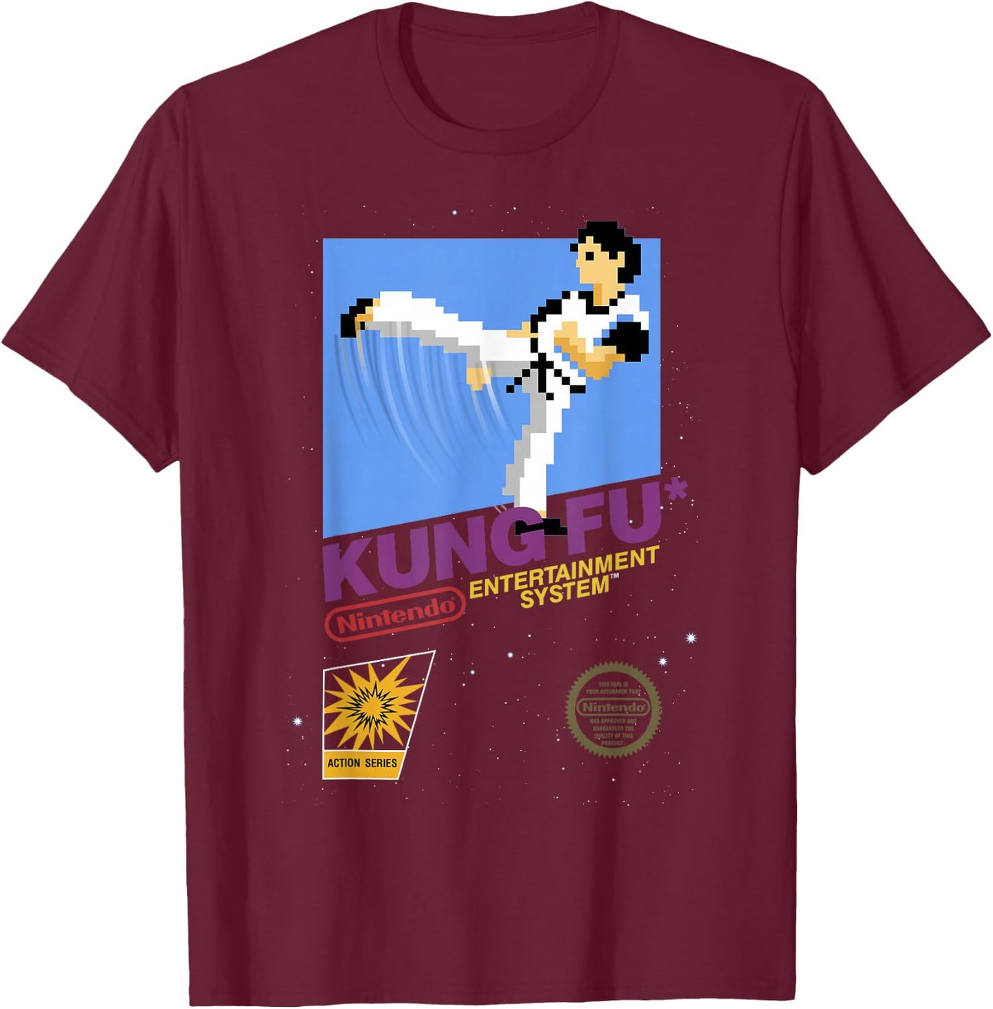 Nintendo NES Kung Fu Action Series Retro Graphic T-Shirt - T-Shirt | Maroon