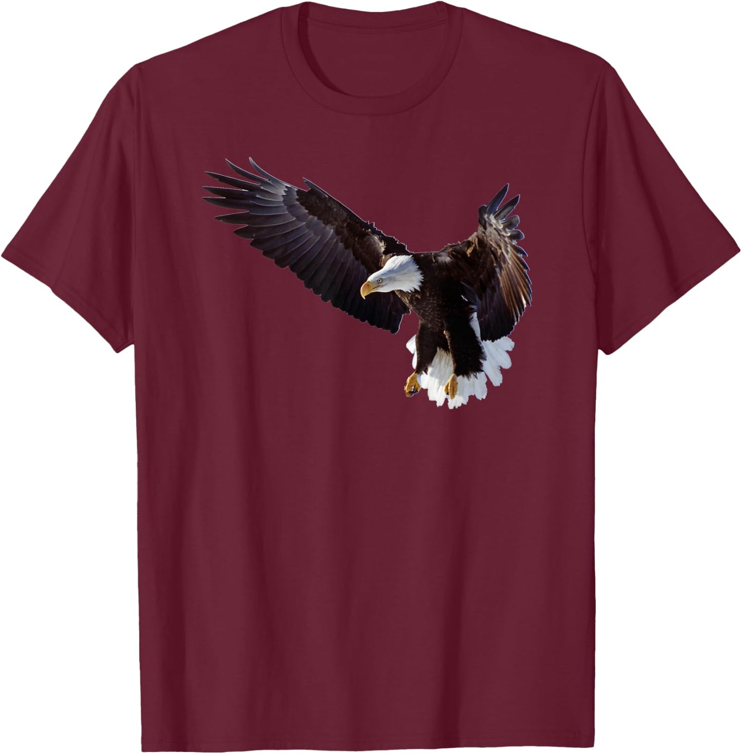 Lovely American Bald Eagle In Flight Photo Portrait T-Shirt - T-Shirt | Maroon