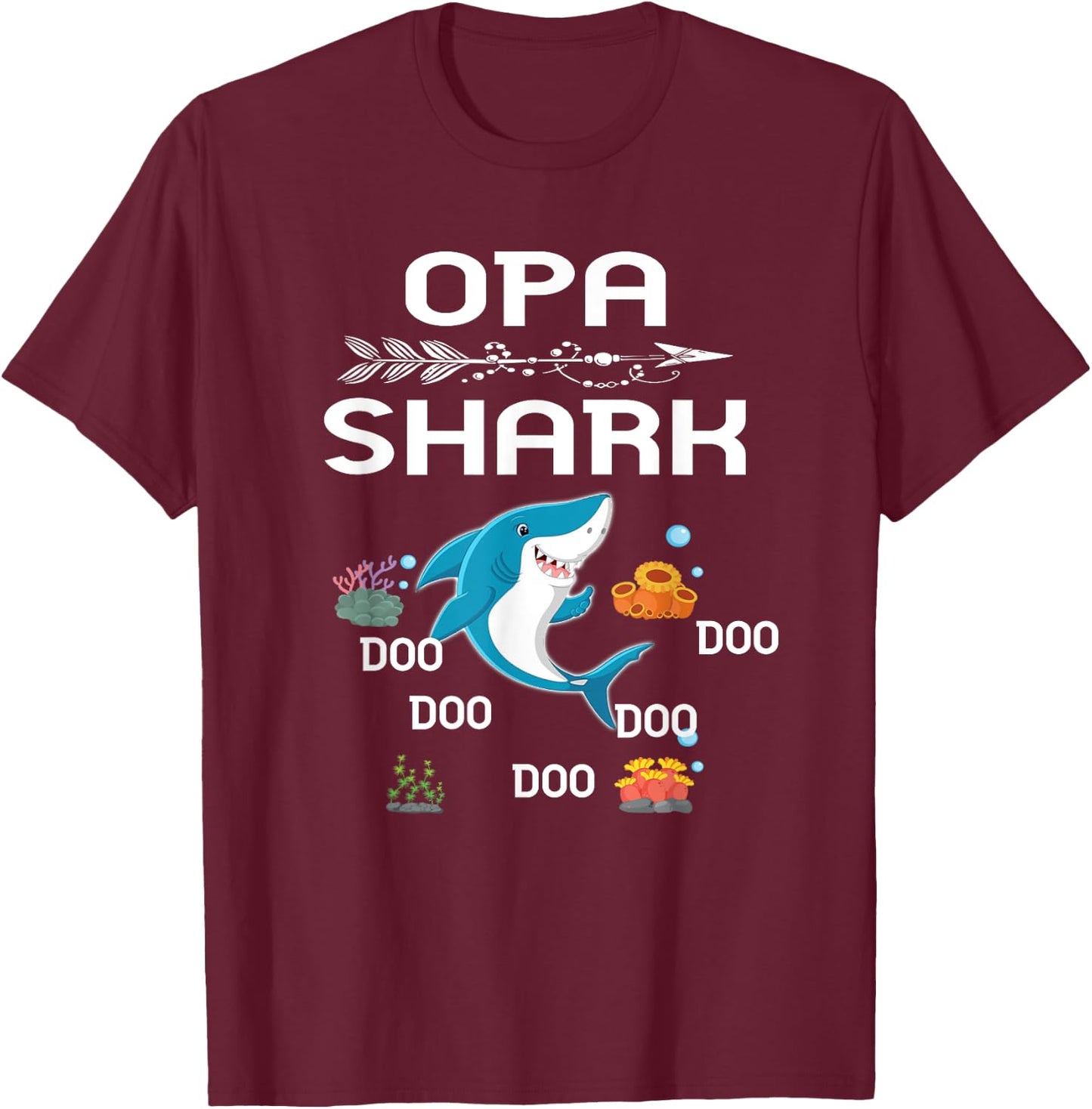 Opa Shark Shirt Fathers Day Gift For Opa T-Shirt - T-Shirt | Maroon