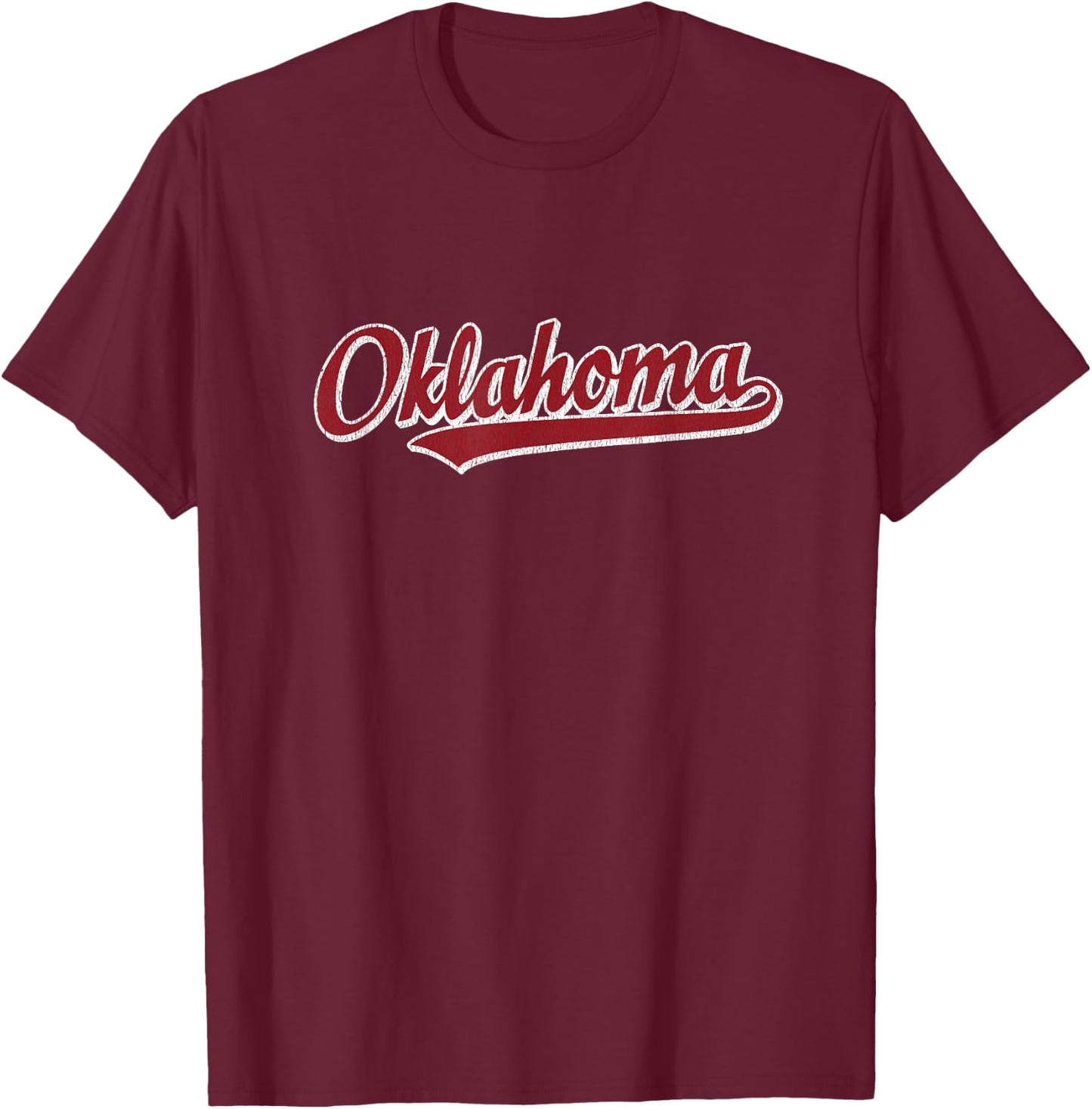 Oklahoma T Shirt Vintage Sports Design Retro Script T-Shirt - T-Shirt | Maroon