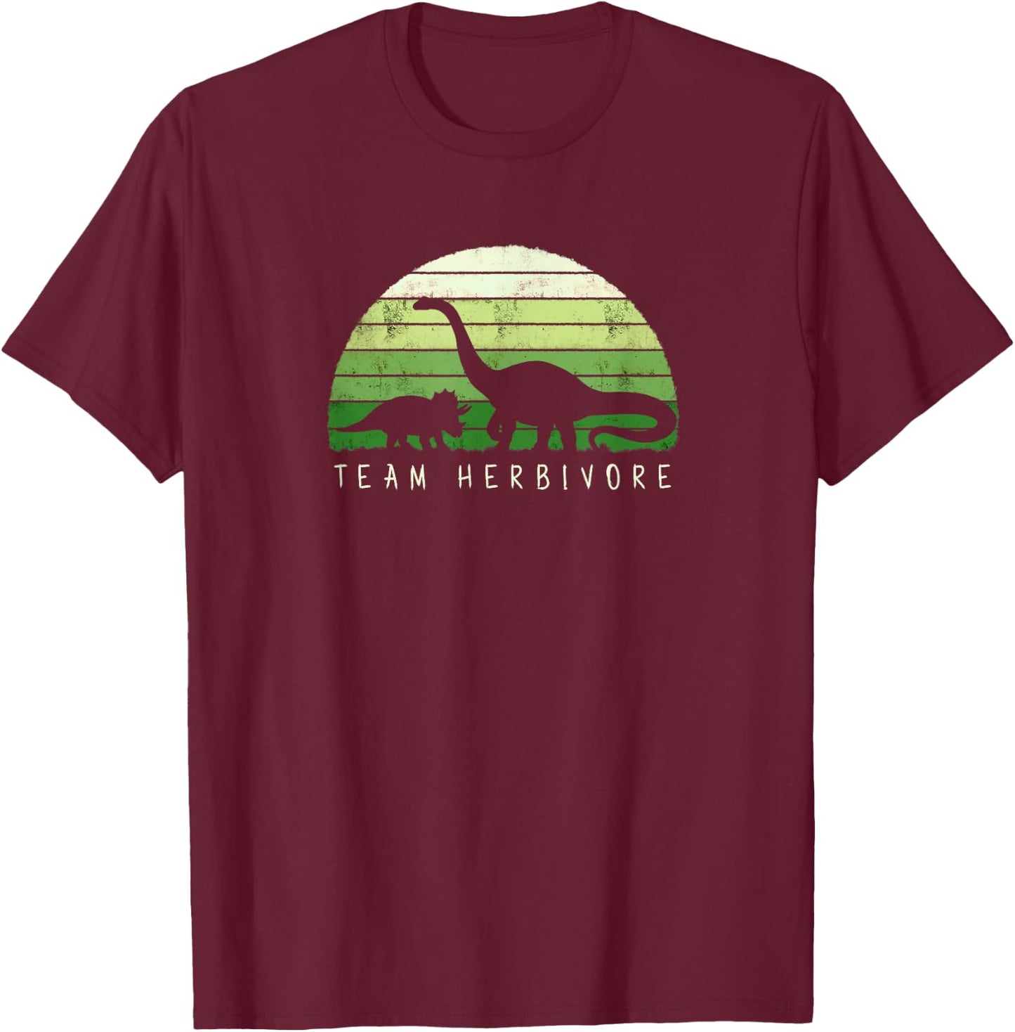 Team Herbivore Dinosaur Dino vegetarian vegan T-Shirt - T-Shirt | Maroon