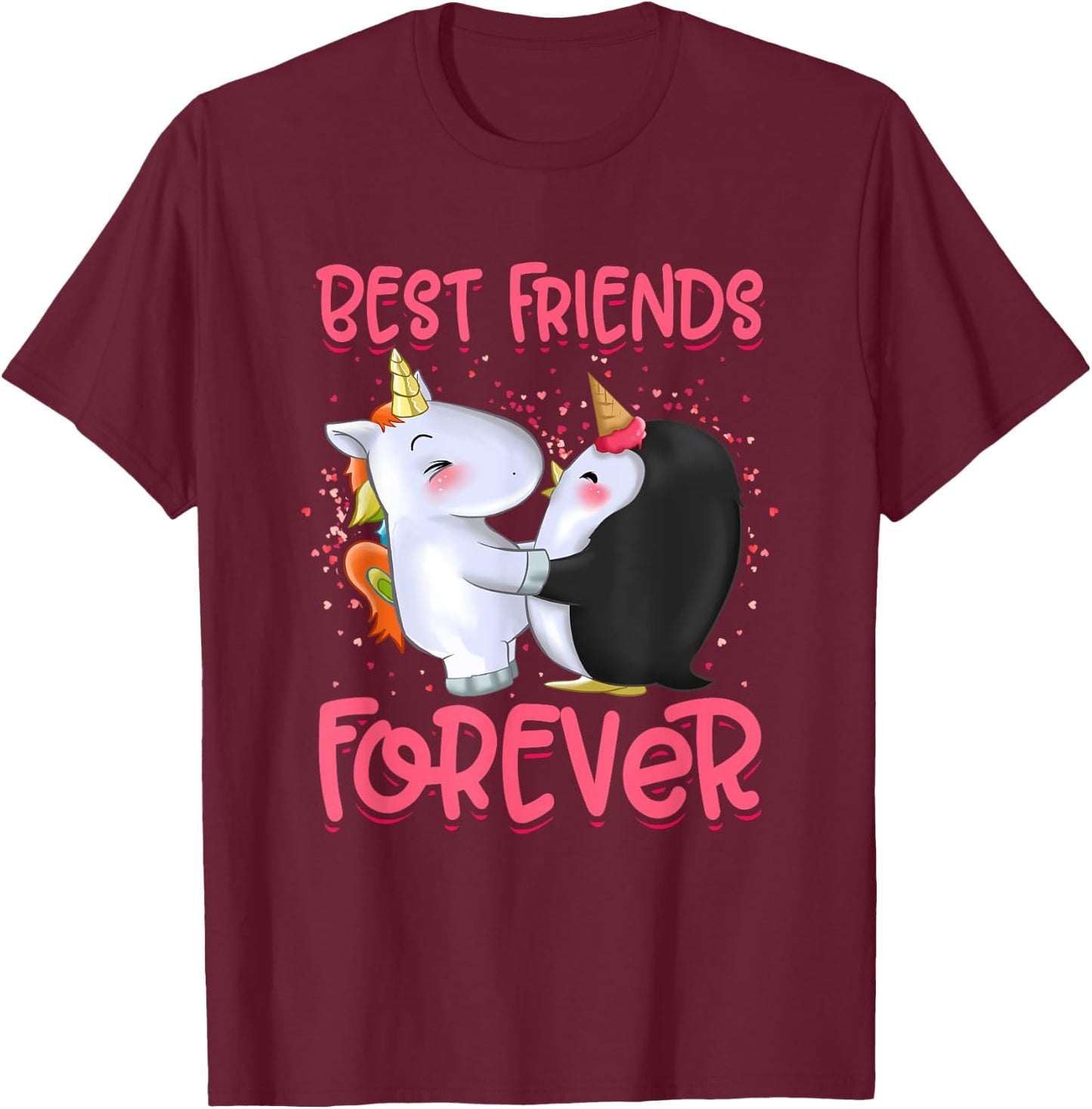 Girls Unicorn Clothes Dress Penguin Outfit Stuff Gift BFF T-Shirt - T-Shirt | Maroon