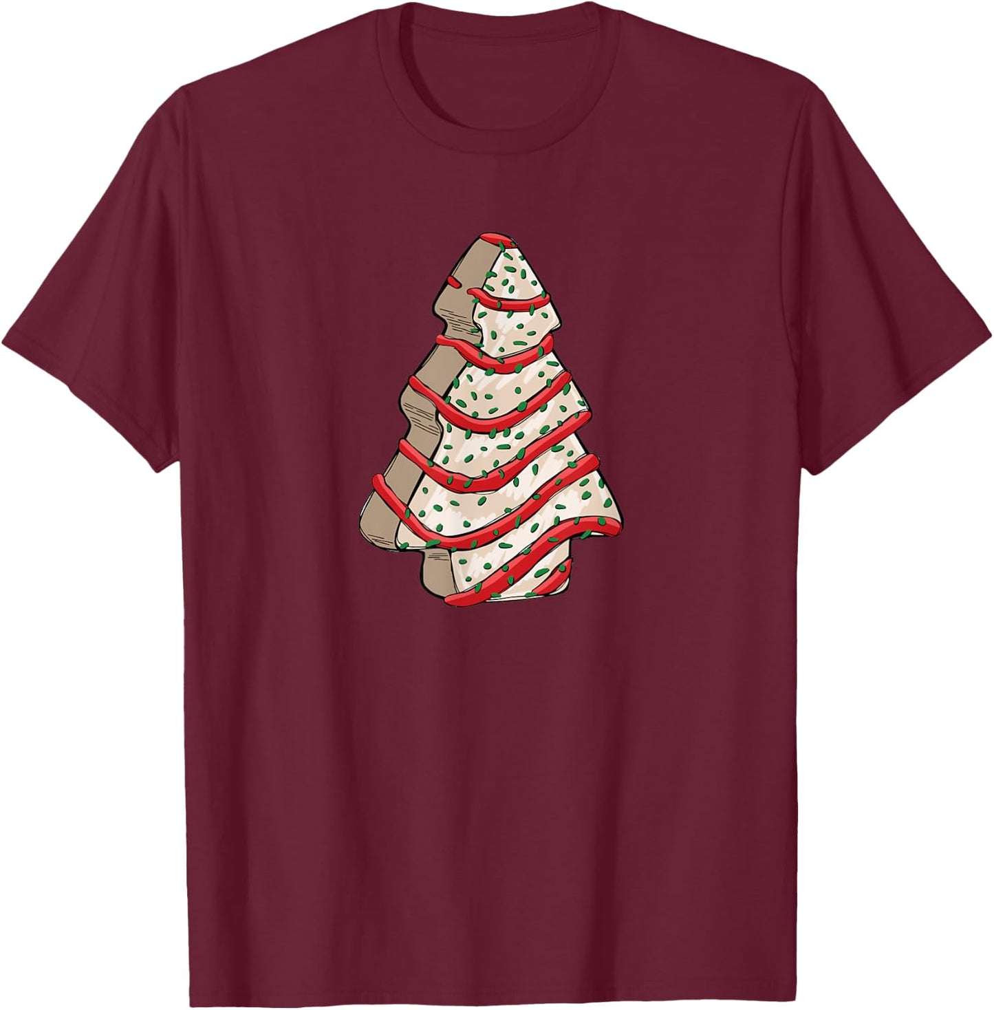 Christmas Tree Frosting Frosted Cake Debbie Snack T-Shirt - T-Shirt | Maroon