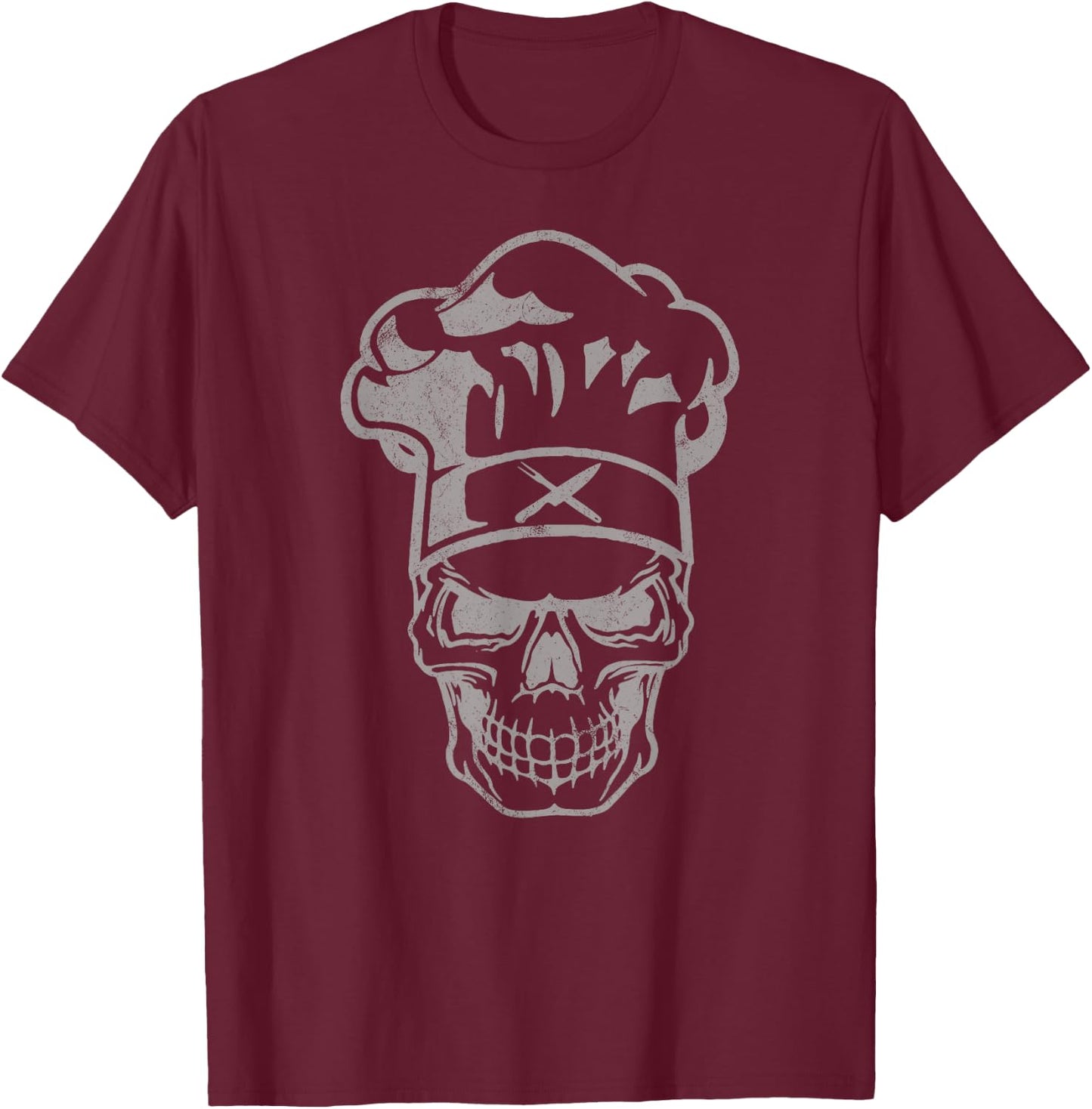 Chef Skull Chef's Hat Cooking Chef Gift T-Shirt - T-Shirt | Maroon