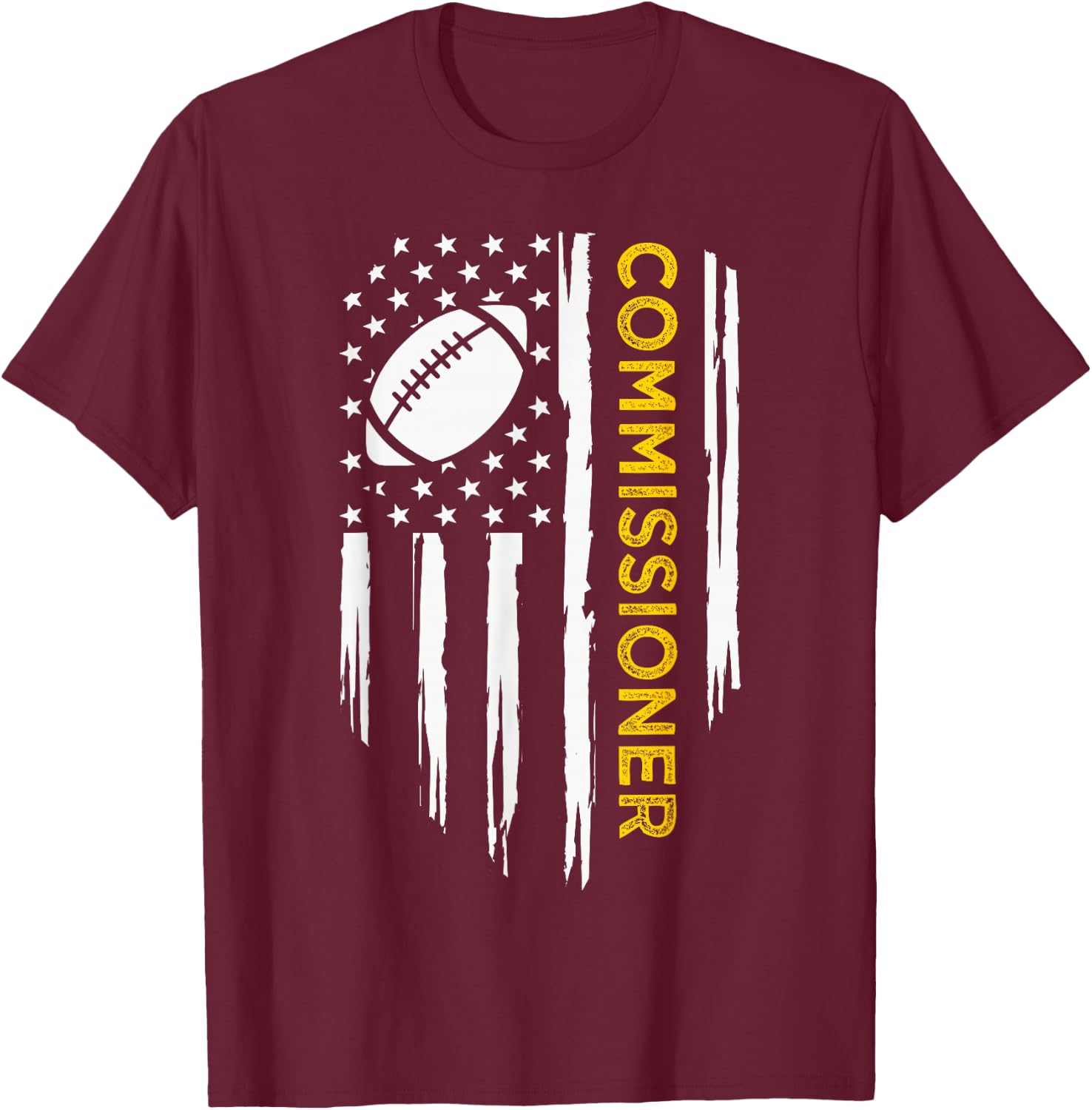 Commissioner Fantasy Football - American Commish Flag T-Shirt - T-Shirt | Maroon