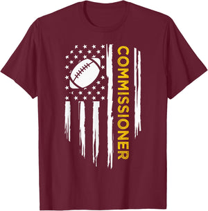 Commissioner Fantasy Football - American Commish Flag T-Shirt - T-Shirt | Maroon
