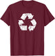 Earth Day Vintage White Recycle Symbol T-Shirt - T-Shirt | Maroon