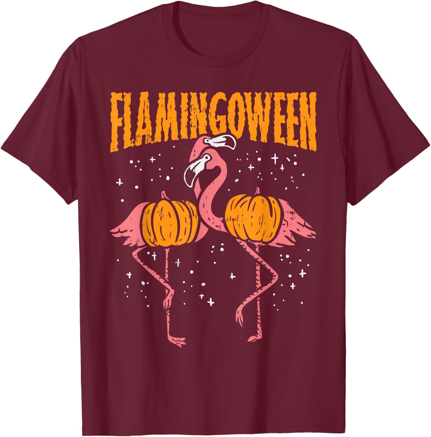 Flamingoween Pumpkin Flamingos Funny Bird Halloween Costume T-Shirt - T-Shirt | Maroon