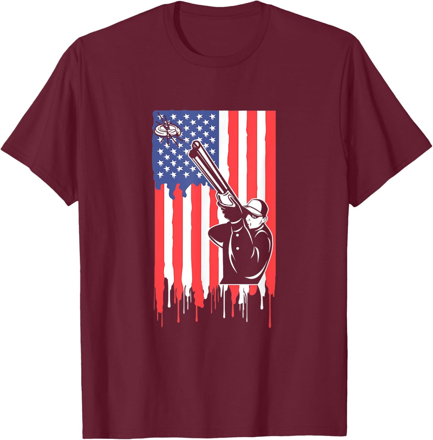 Trap Shooting USA Flag Shirt Proud Clay Shooting Skeet Shoot Kids Men T-Shirt - T-Shirt | Maroon