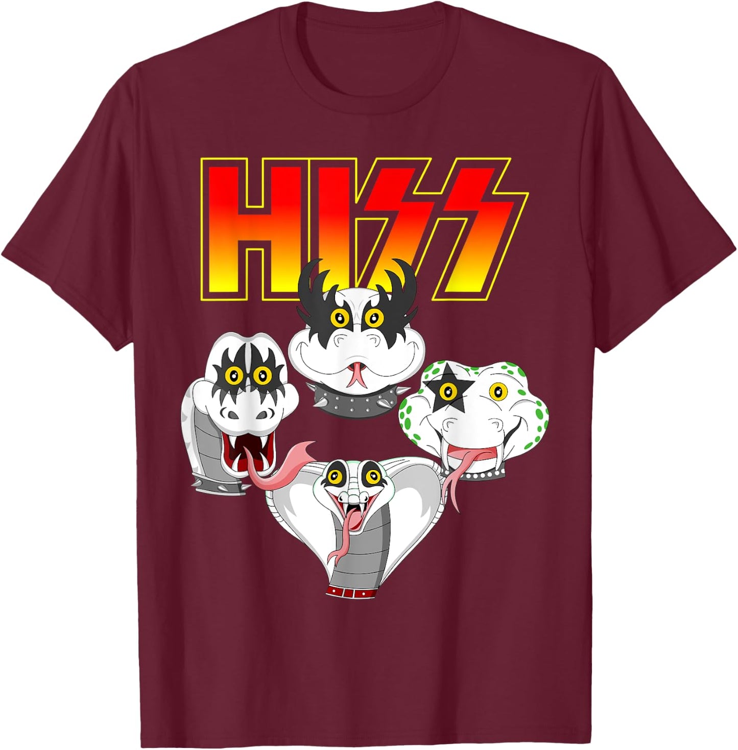 Hiss Cute Funny Snake Lover Rock And Roll Band Gift T-Shirt - T-Shirt | Maroon
