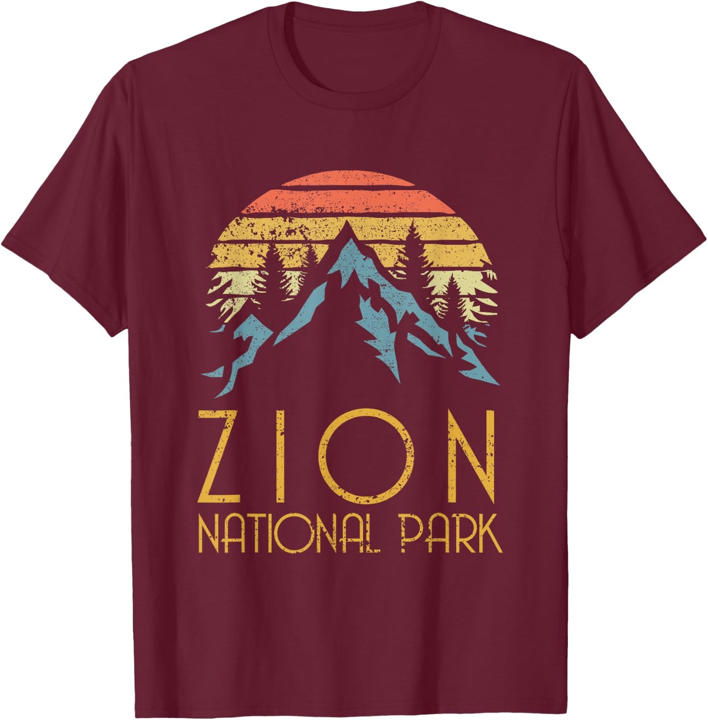 Vintage Retro Zion National Park Utah T Shirt T-Shirt - T-Shirt | Maroon