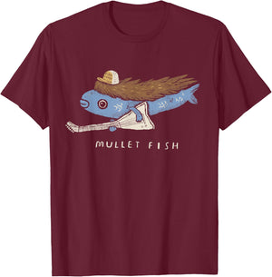 Funny Mullet Fish 80s Shirt. Heavy Metal. Fish . T-Shirt - T-Shirt | Maroon