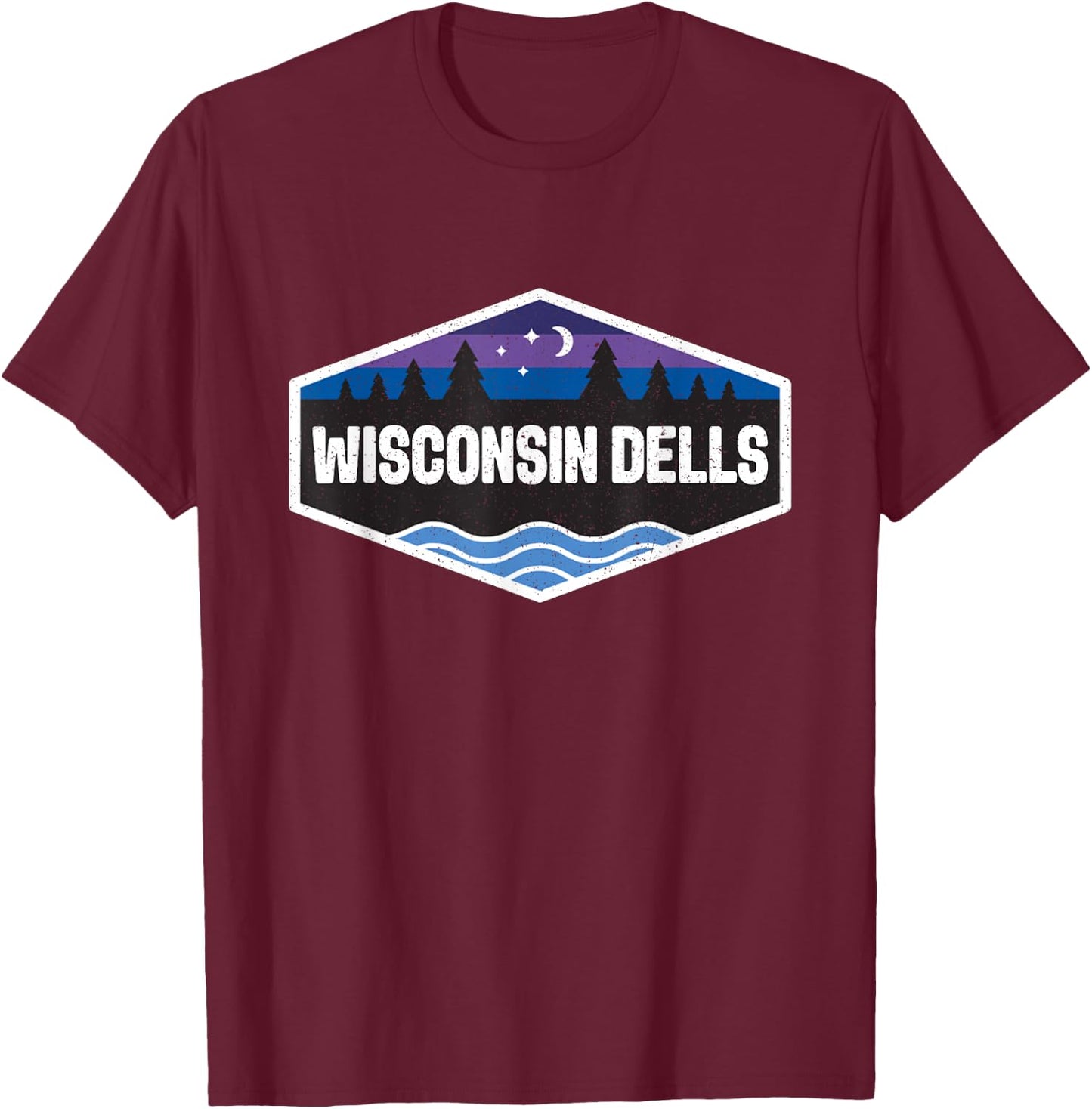 Vintage Retro 70s 80s Wisconsin Dells WI Travel Souvenir T-Shirt - T-Shirt | Maroon