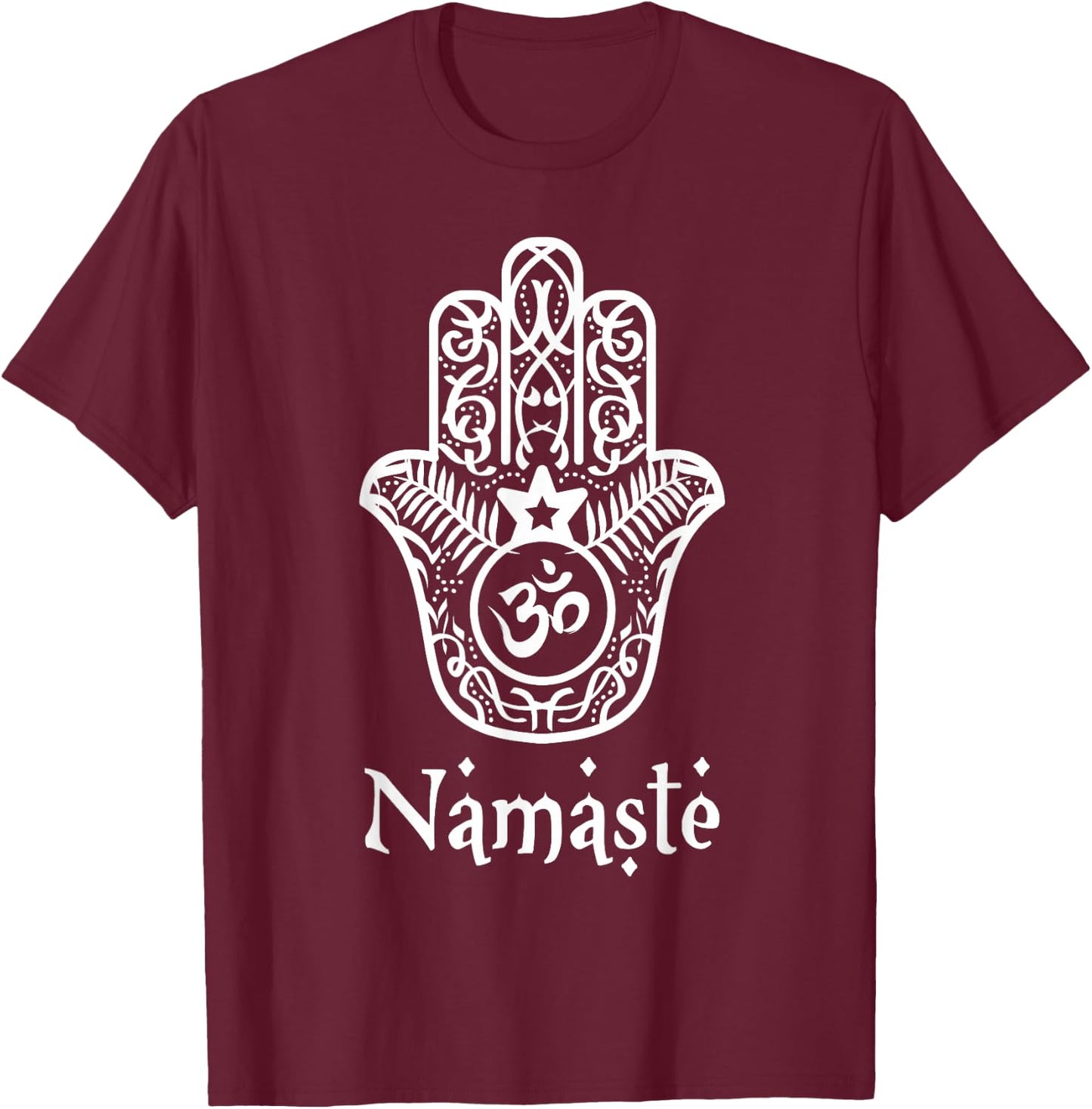 Namaste Hand Hamsa Yoga Hinduism vedas OHM t Shirt T-Shirt - T-Shirt | Maroon