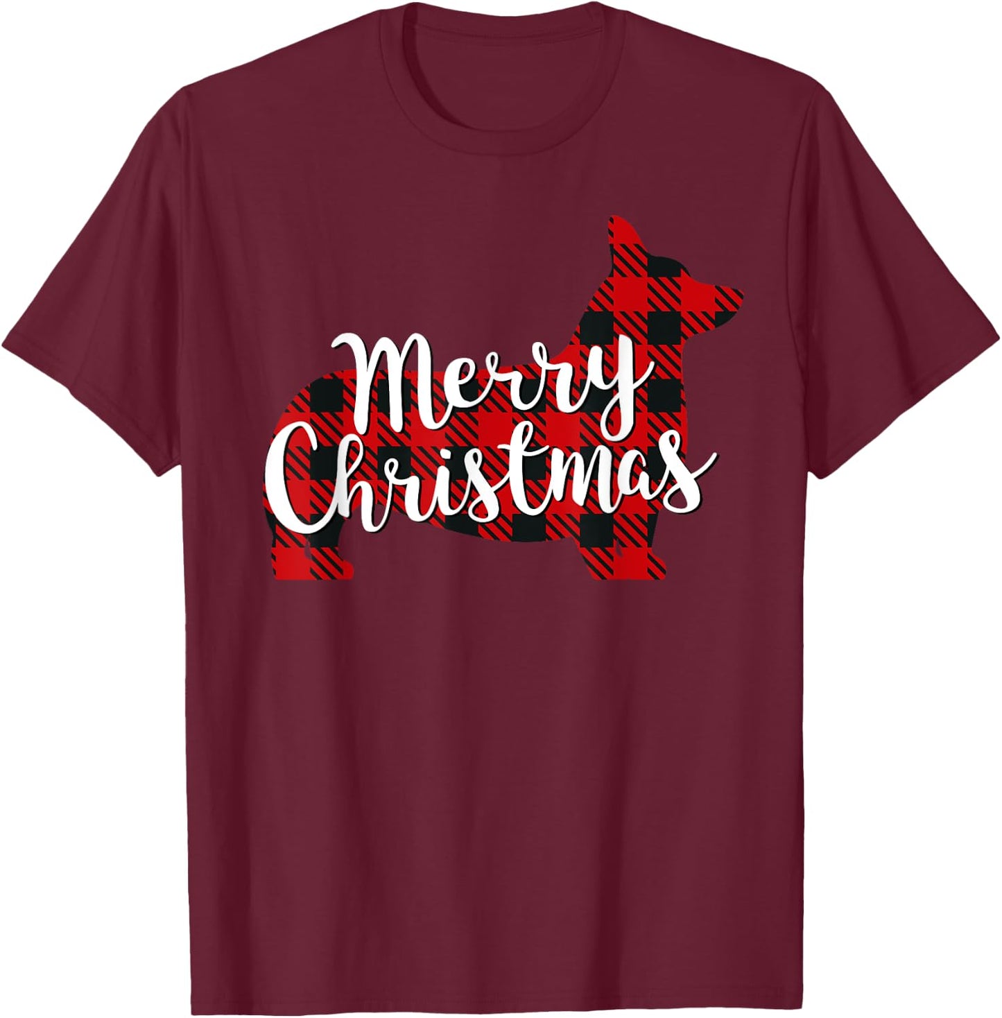 Corgi Christmas Dog Mom Dad Plaid Gift Men Women Girls Kids T-Shirt - T-Shirt | Maroon