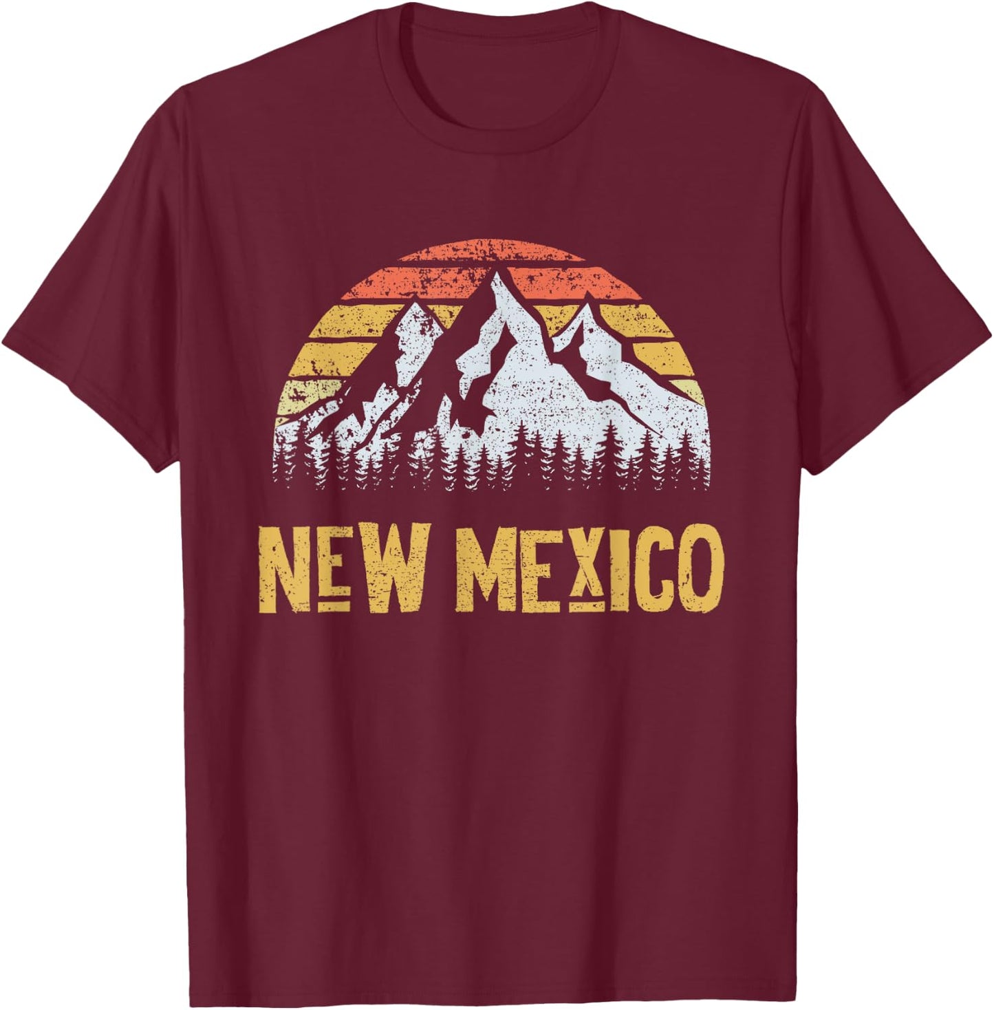 Vintage Retro NM New Mexico U.S. Mountain State T-Shirt - T-Shirt | Maroon