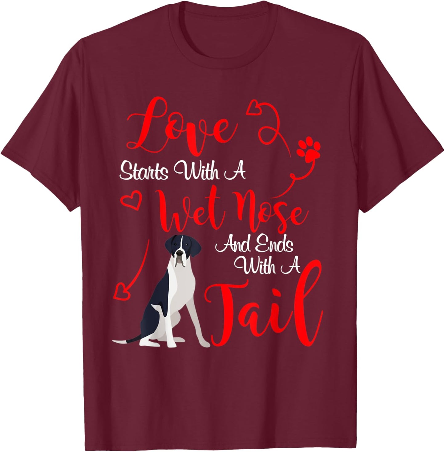 My Great Dane Dog Mantle Valentines Day T-Shirt - T-Shirt | Maroon