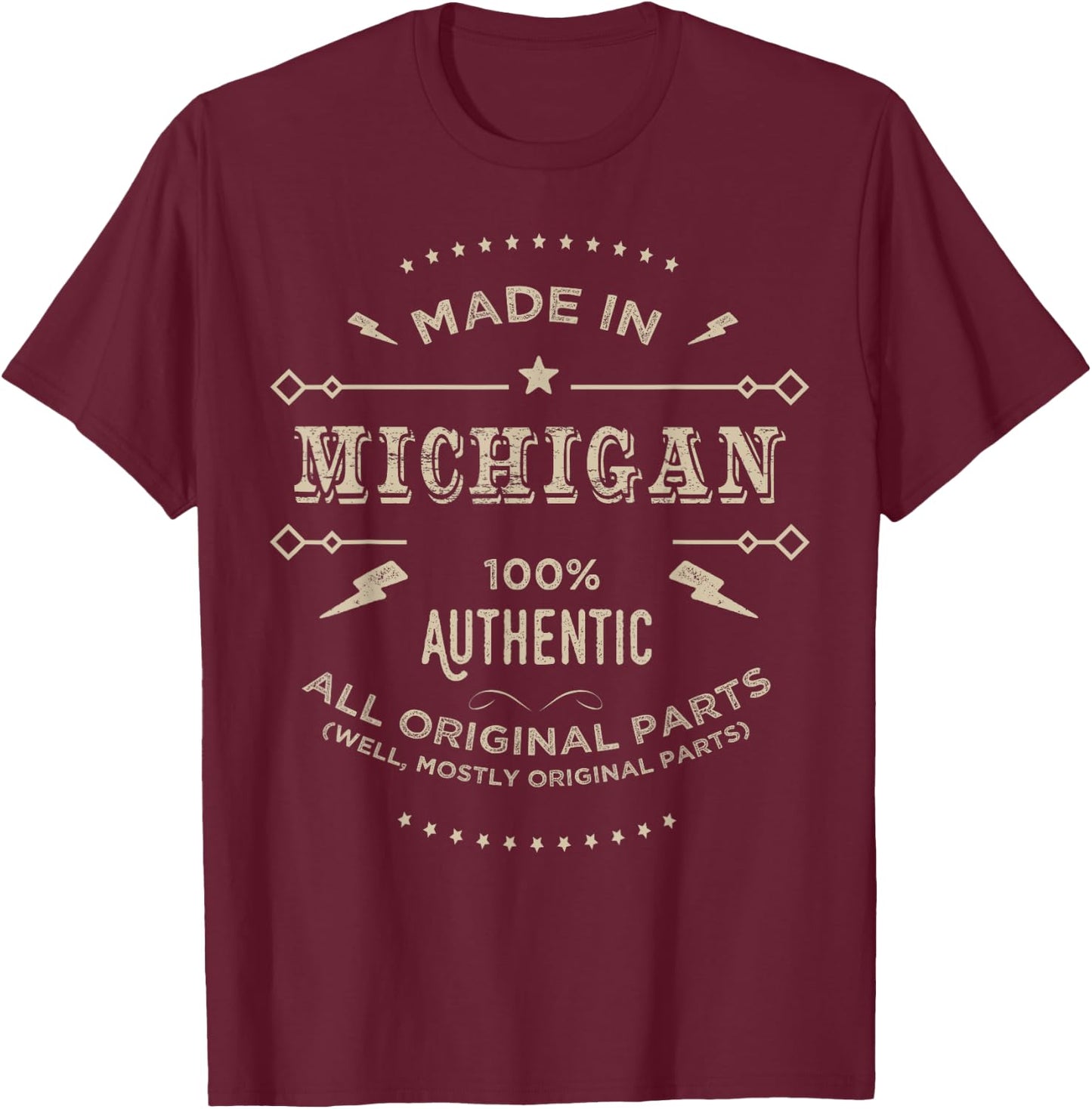 Made In Michigan Is My Home T Shirt T-Shirt - T-Shirt | Maroon