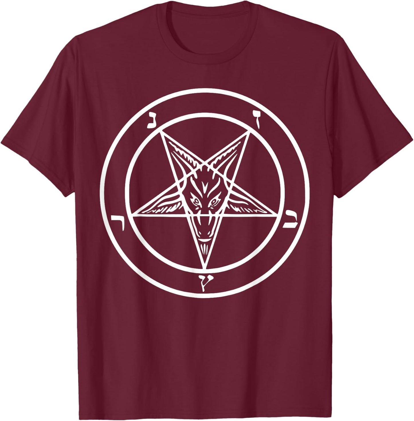 Baphomet T Shirt Pentagram Shirt Men Inverted Pentagram T-Shirt - T-Shirt | Maroon