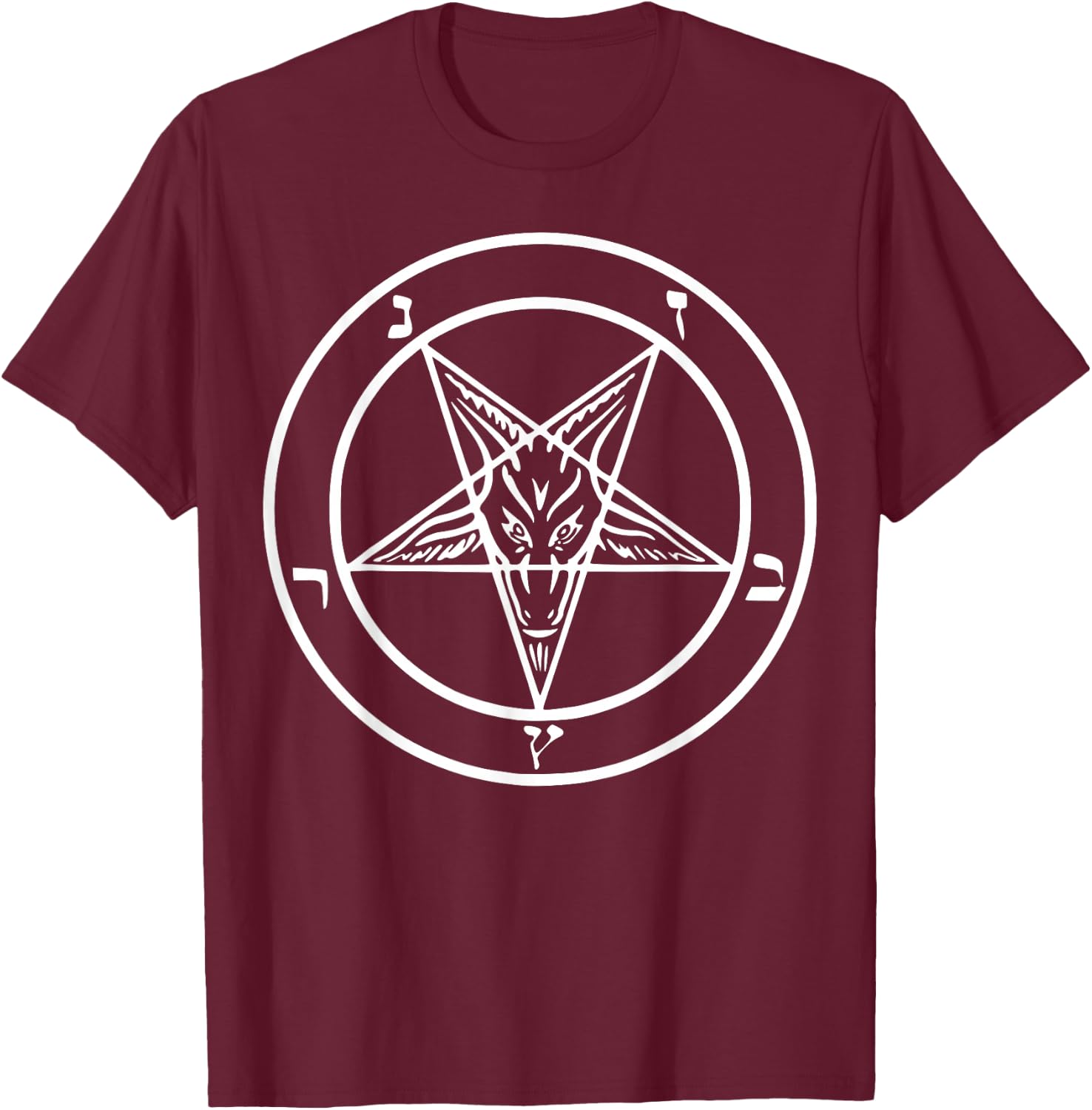 Baphomet T Shirt Pentagram Shirt Men Inverted Pentagram T-Shirt - T-Shirt | Maroon