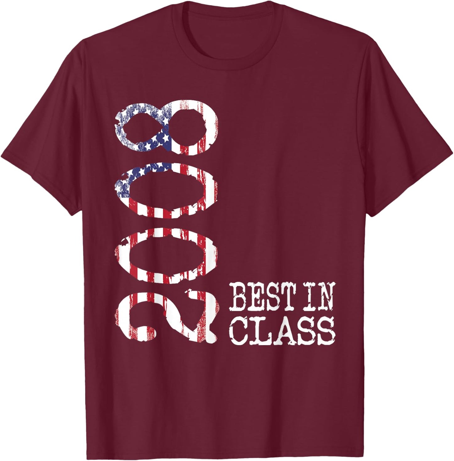 2008 Best in Class, Bold Vintage Flag 2008 Birthday Gift T-Shirt - T-Shirt | Maroon