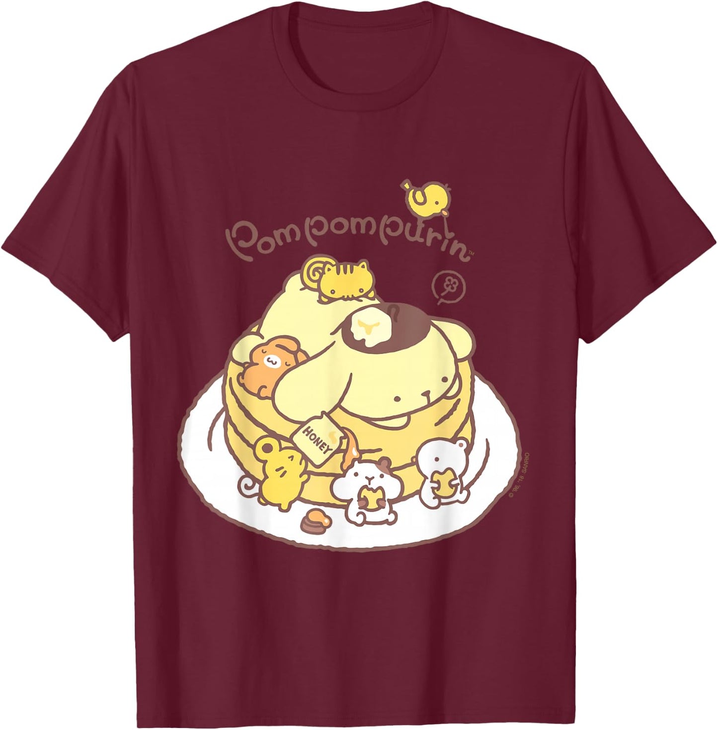 Pompompurin Pancake Friends Shirt T-Shirt - T-Shirt | Maroon