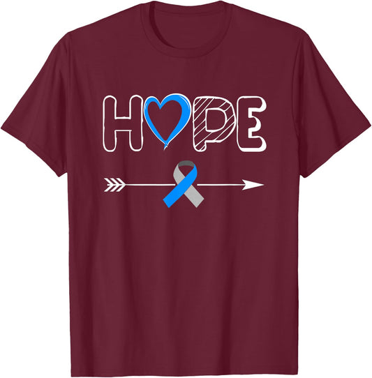 Hope Diabetes Type 1 Ribbon Type 2 Diabetes Awareness T-Shirt - T-Shirt | Maroon