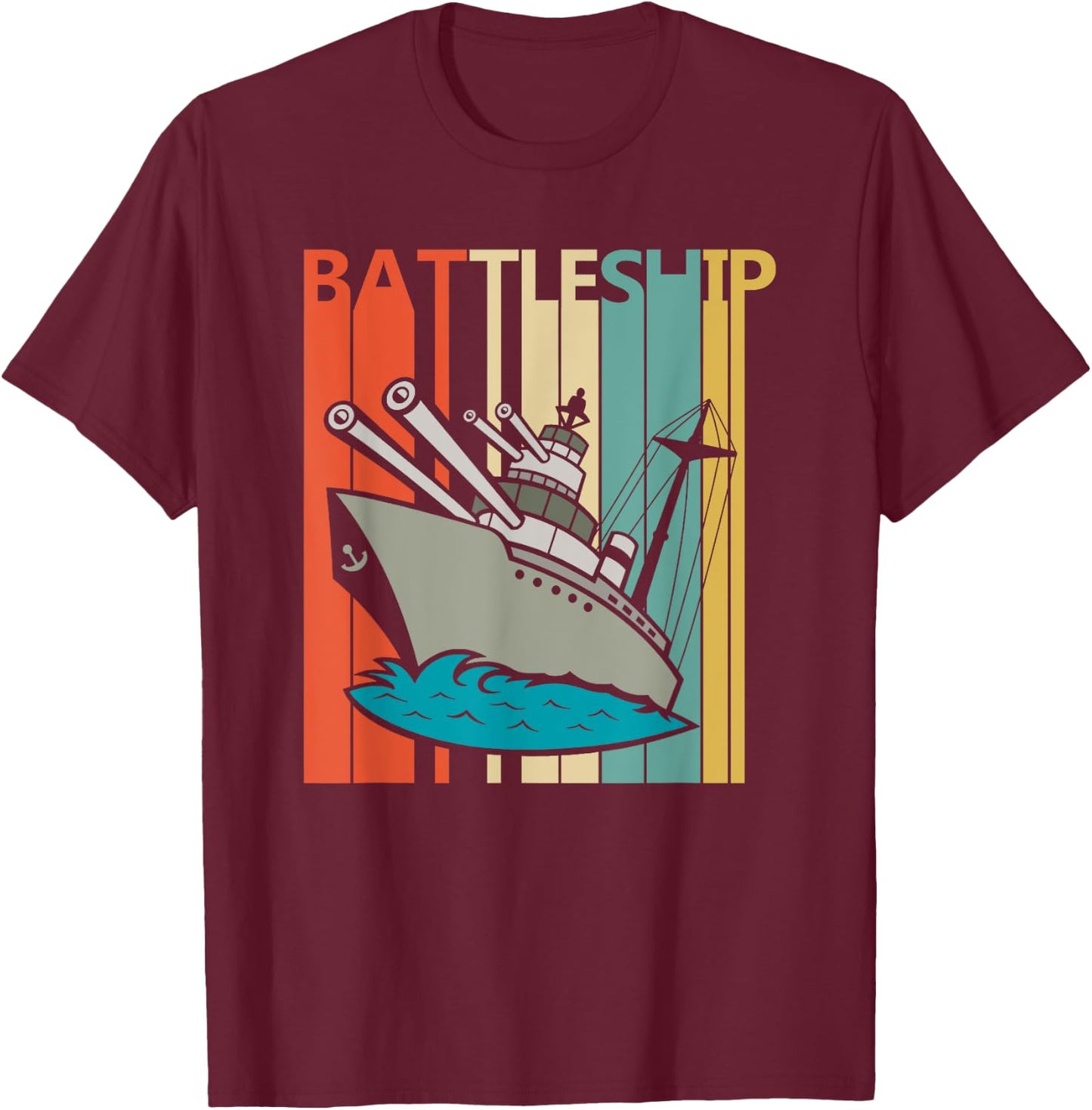 Vintage Battleship - Armored Warship Shirt T-Shirt - T-Shirt | Maroon