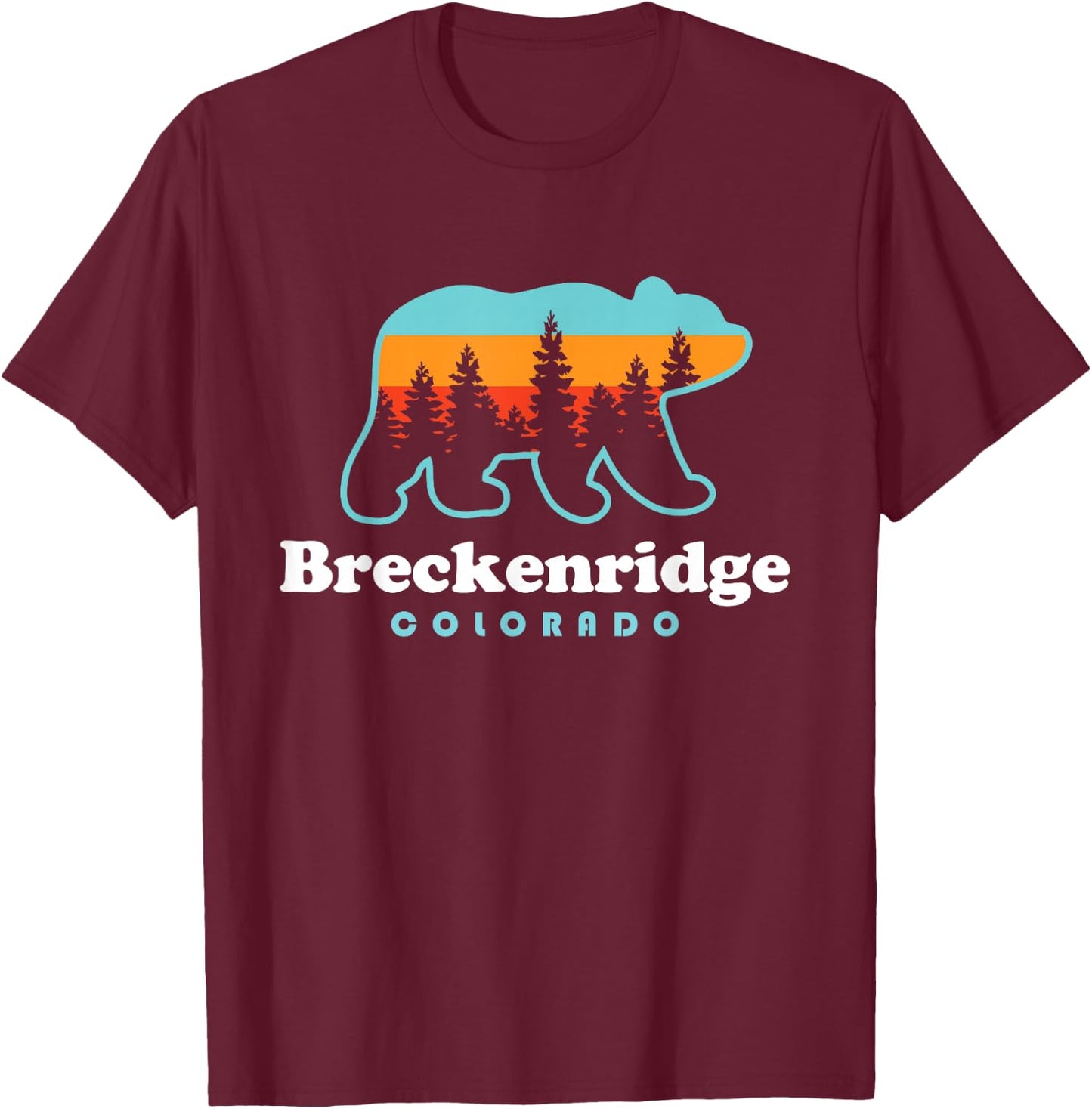 Breckenridge Colorado Bear Mountains Trees T-Shirt - T-Shirt | Maroon