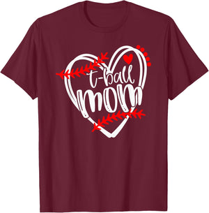 Tball MOM, T ball , Girls T-ball Heart T-Shirt - T-Shirt | Maroon