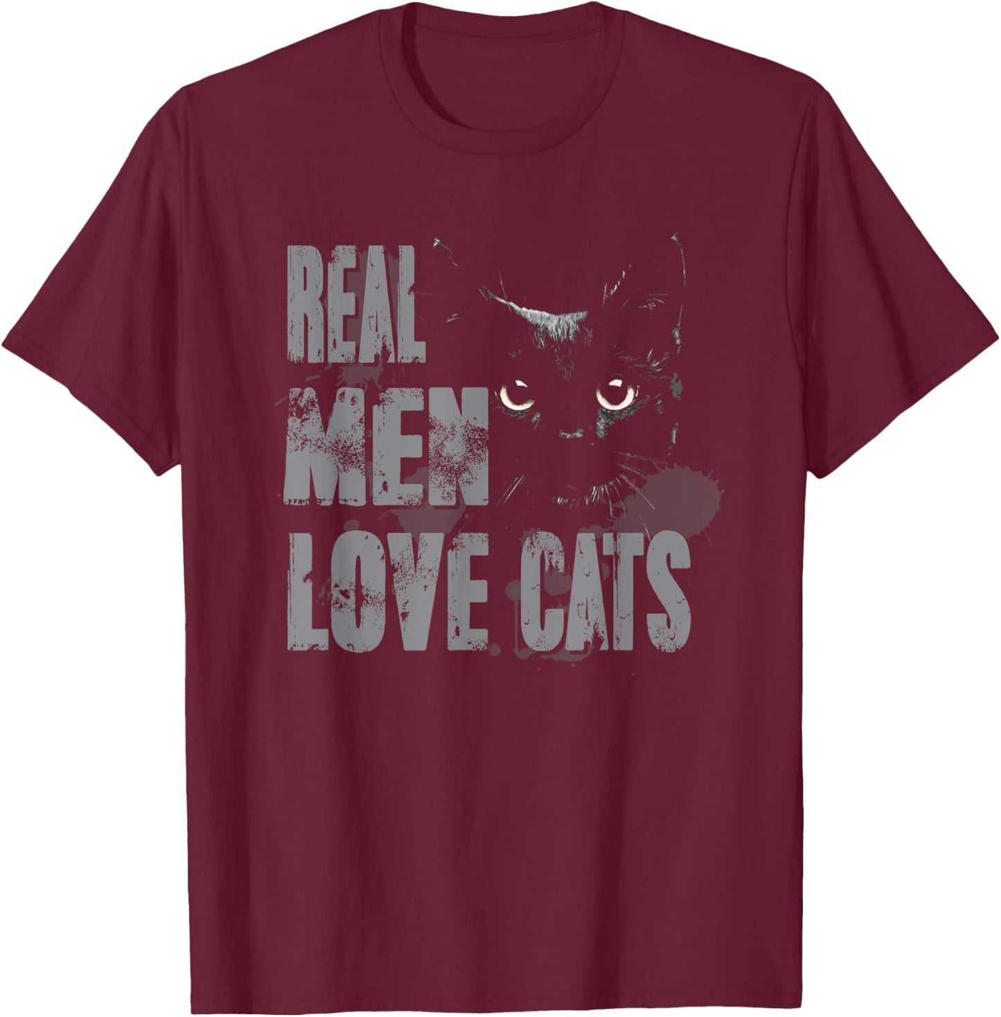 Real Men Love Cats T Shirt Awesome Cats Lover T-Shirt - T-Shirt | Maroon