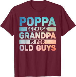 Poppa Design For Grandpa From Grandkids Father's Day Poppa T-Shirt - T-Shirt | Maroon