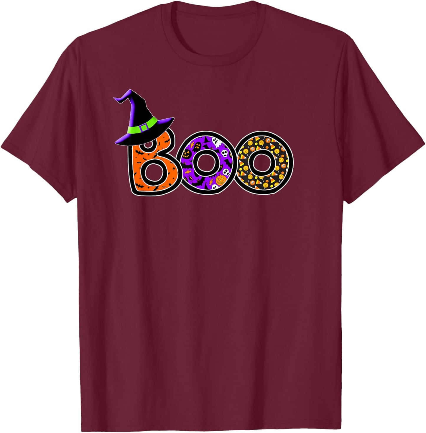 Halloween Trick Treat Boo T-Shirt - T-Shirt | Maroon