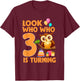 Look Who Who Is Turning 3 Year Old Birthday Owl Theme 3rd T-Shirt - T-Shirt | Maroon