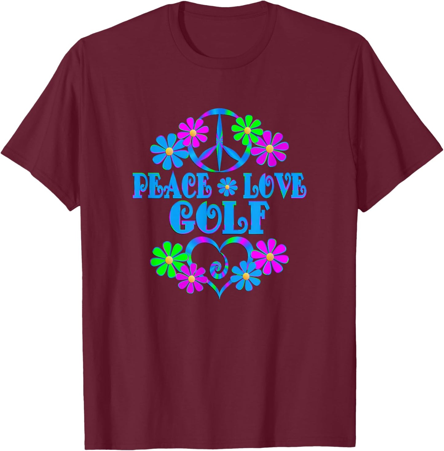 Peace Love Golf T-Shirt - T-Shirt | Maroon