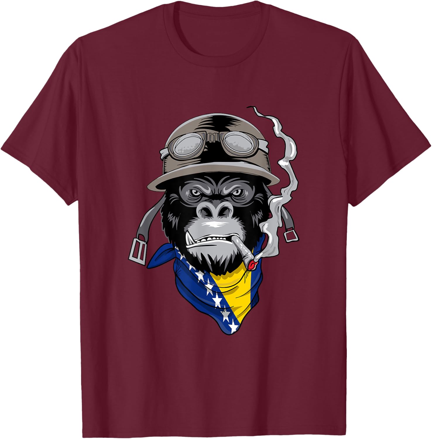 Bosnian and Herzegovinian Flag Biker Bosnia Herzegovina T-Shirt - T-Shirt | Maroon