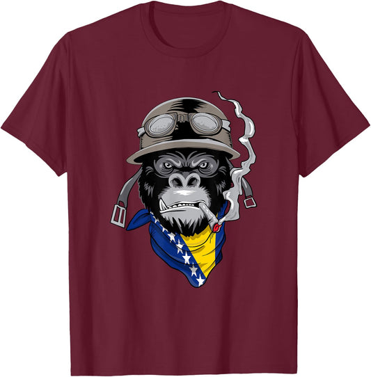 Bosnian and Herzegovinian Flag Biker Bosnia Herzegovina T-Shirt - T-Shirt | Maroon