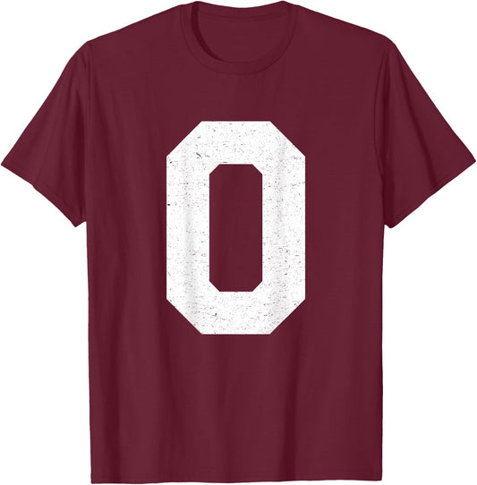 #0 Jersey Uniform Varsity Sports Number T-Shirt - T-Shirt | Maroon