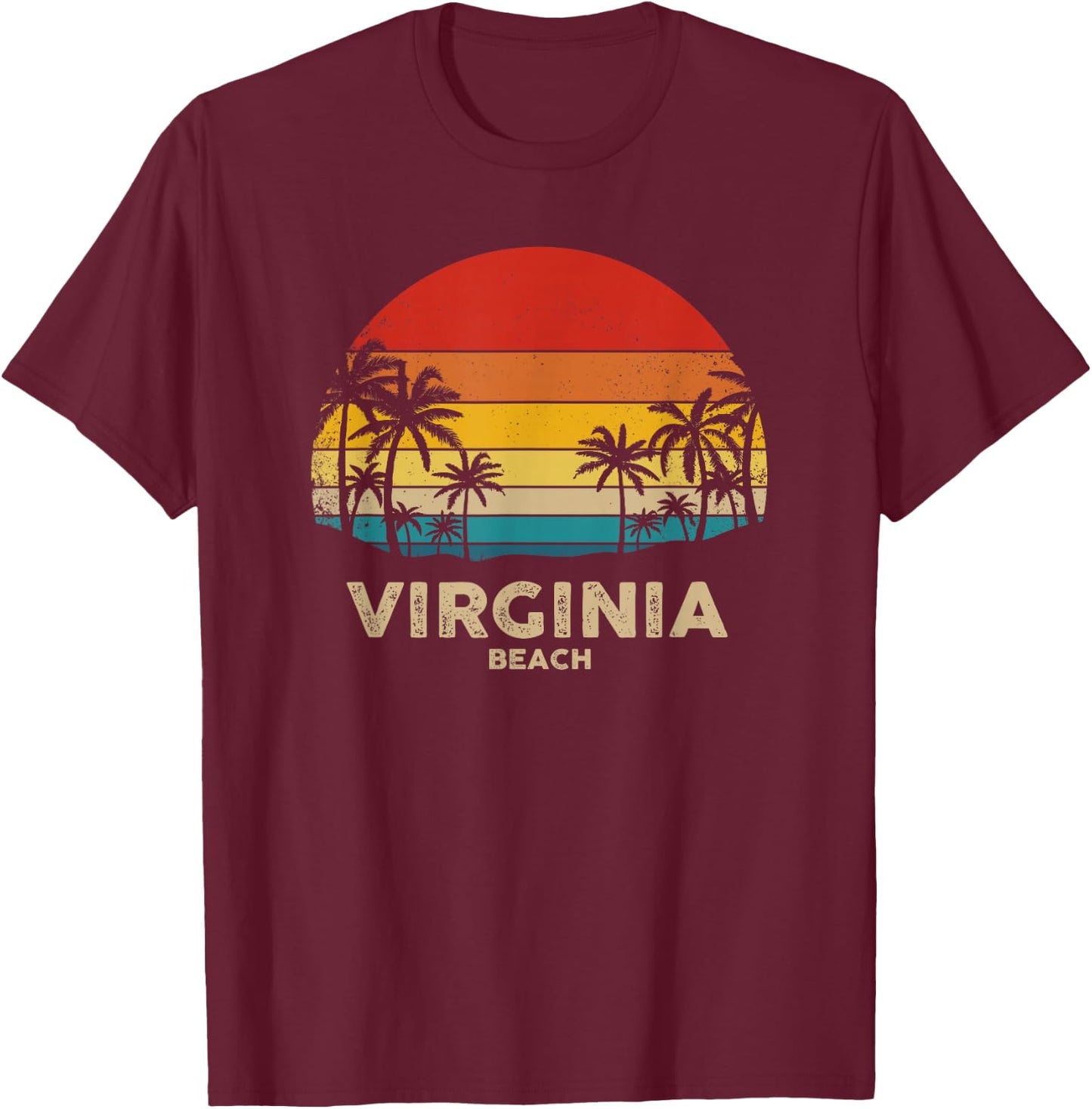 Vintage Virginia - Beach Souvenir T-Shirt - T-Shirt | Maroon