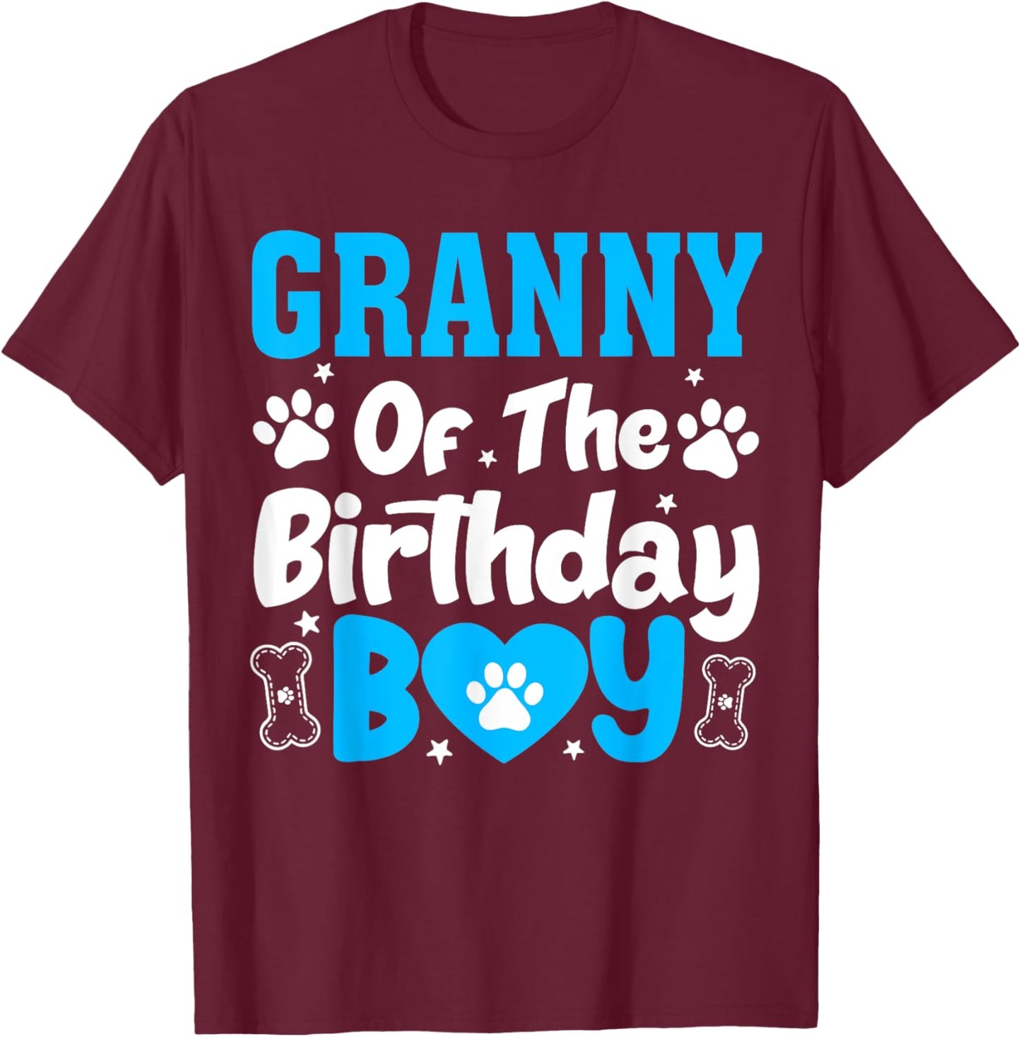 Granny Of The Birthday Boy Dog Family Matching Party T-Shirt - T-Shirt | Maroon