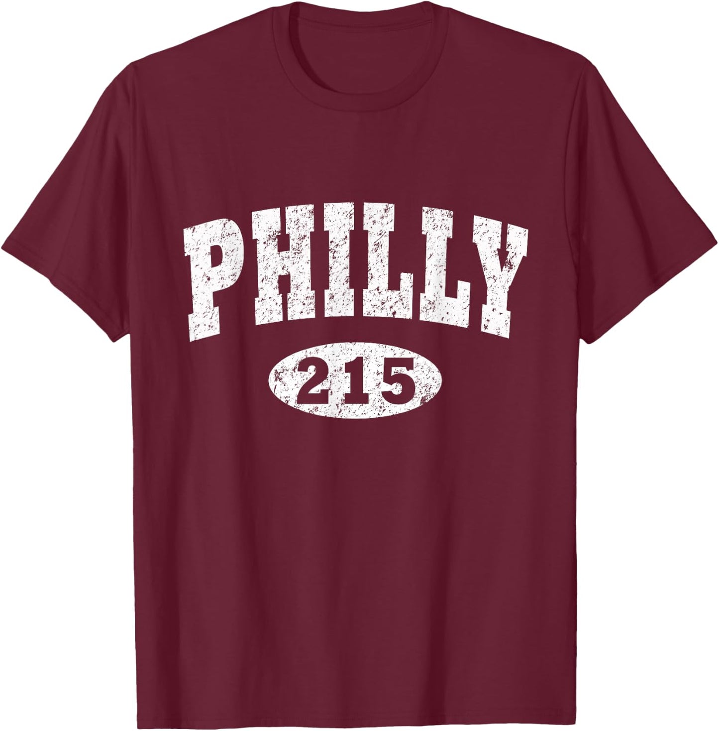 Philly 215 Shirt. Reppin Vintage Philadelphia Distressed T-Shirt - T-Shirt | Maroon